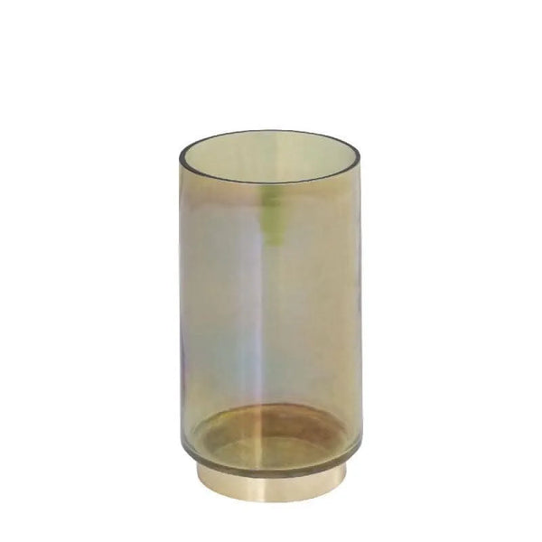 Norah Green glass stormlight with gold metal baseS
