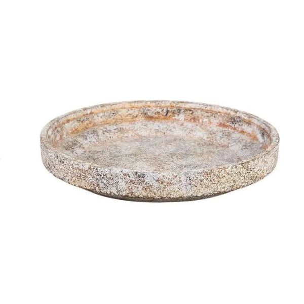 Nurin Cream cement round bowl with border big