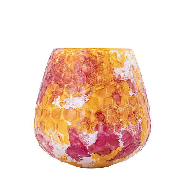 Salimata Yellow Pink round glass stormlight S