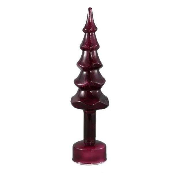 Carolle Burgundy glass moving tree statue LED B