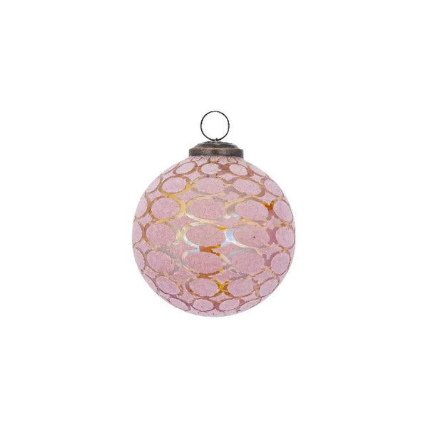 Jeyden Pink round glass ball flocking pattern XS
