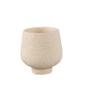 Laim Cream cement round pot dots pattern on base M