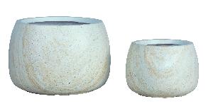 Amilee BEIGE GRC marble look pot round M