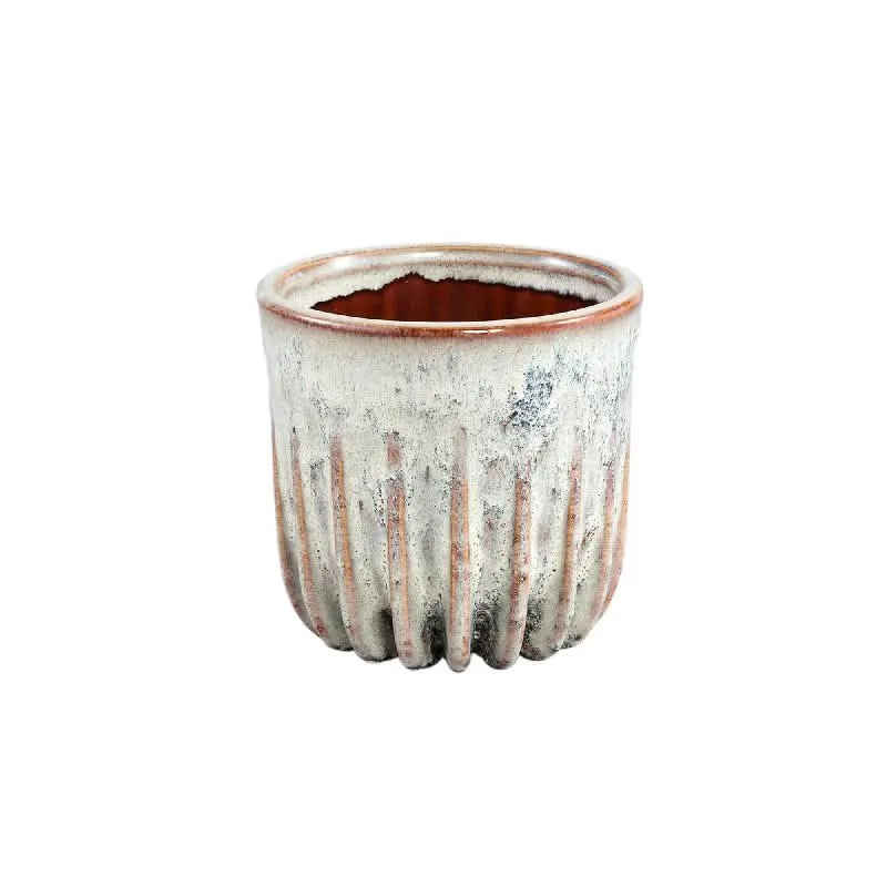 Holker Cream ceramic pot ribbed round XS - i Giardini di Giulia  