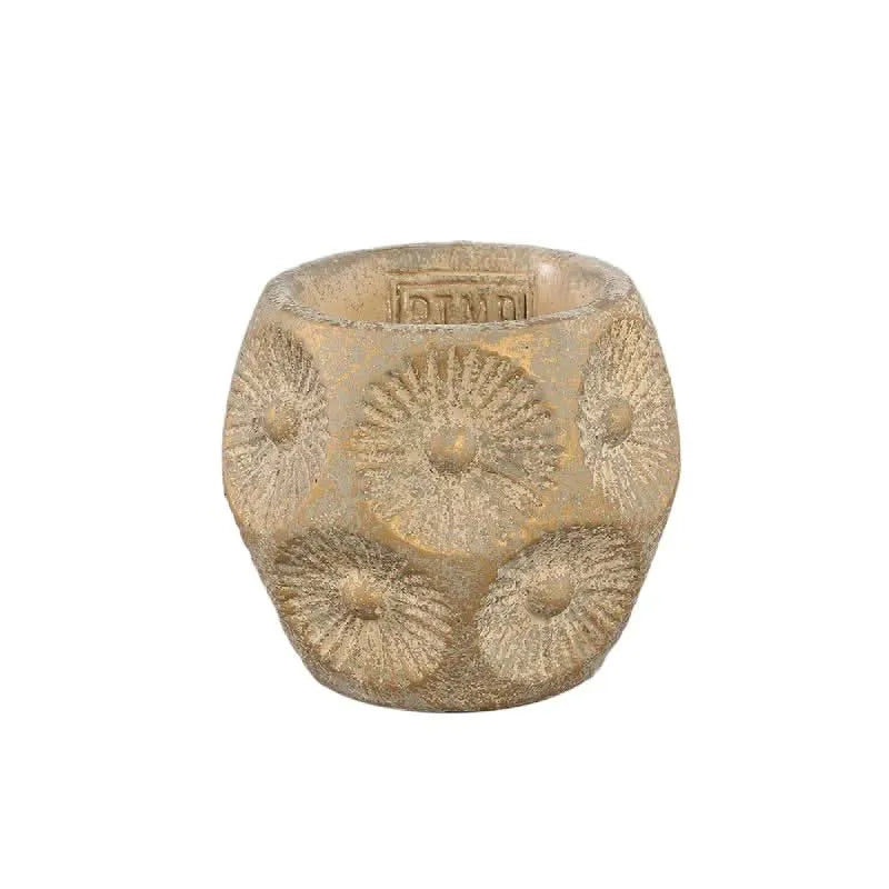 Saff Brown cement pot with circle pattern round XS - i Giardini di Giulia  