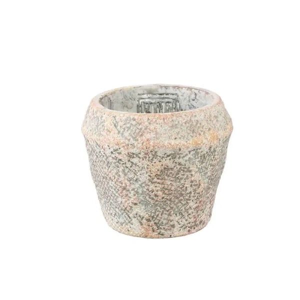 Lourdes Cream cement pot jute pattern round XS