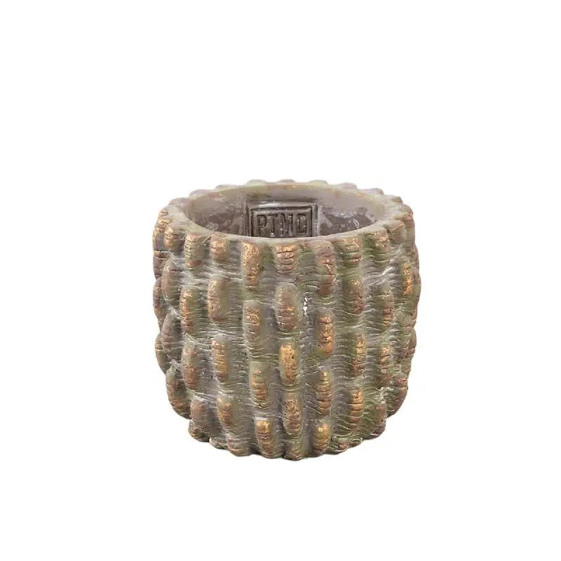 Denise Brown cement pot round with dots XS - i Giardini di Giulia  