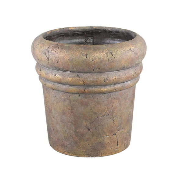 Helena Brown cement pot round gold finish XXL