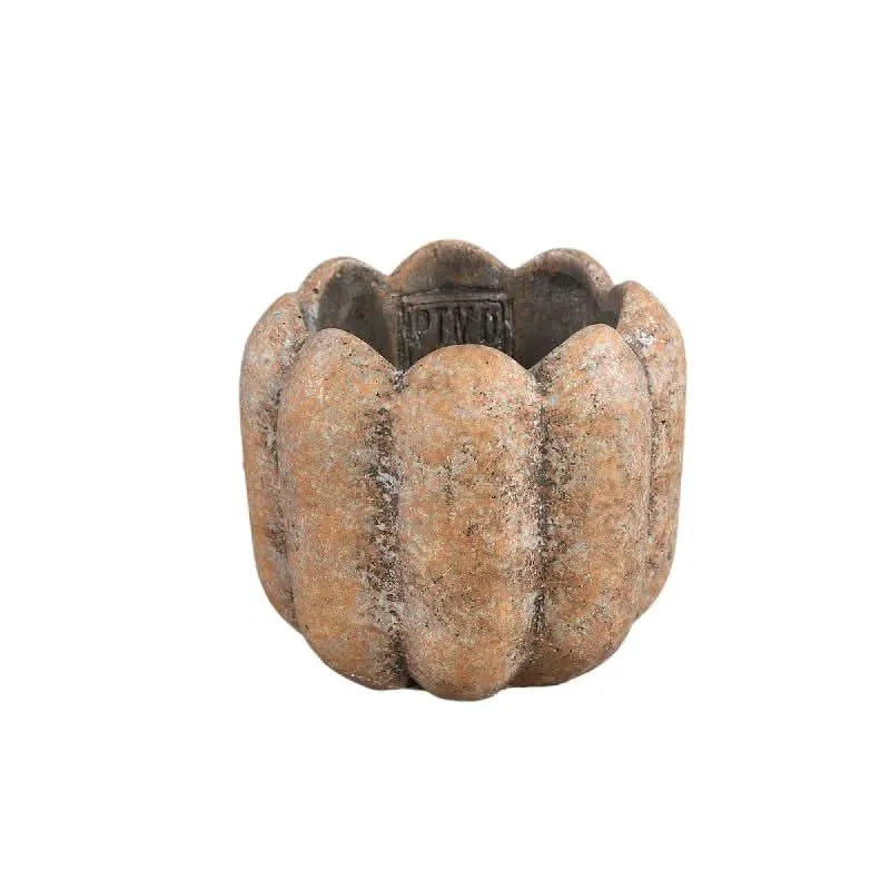 Sidney Rust cement pot round ribbed XS - i Giardini di Giulia  