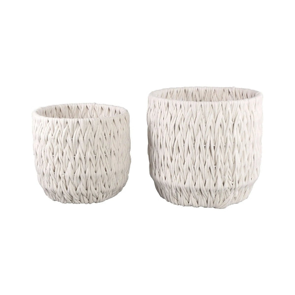 Elliot White linen rope round basket