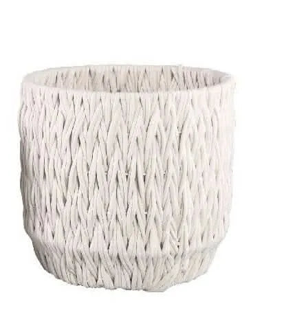 Elliot White linen rope round basket - i Giardini di Giulia  