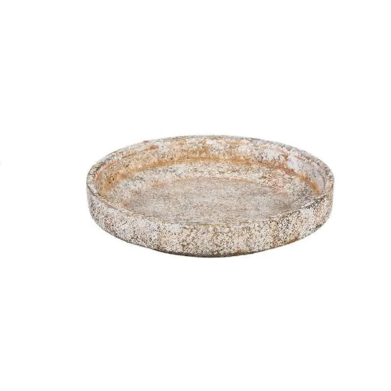 Nurin Cream cement round bowl with border small - i Giardini di Giulia  