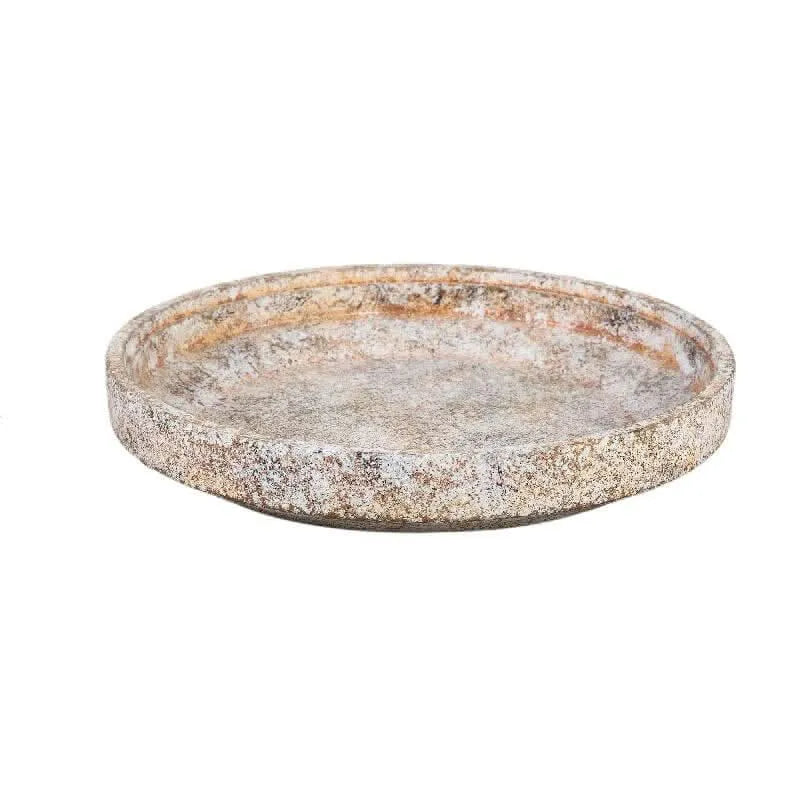 Nurin Cream cement round bowl with border big - i Giardini di Giulia  