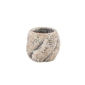 Evanthia Taupe cement pot swirl low S