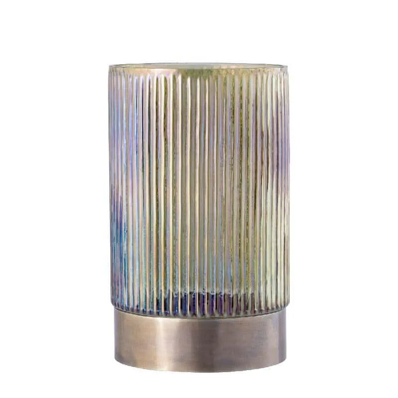 Kyden Green glass stormlight ribbed gold base L - i Giardini di Giulia  