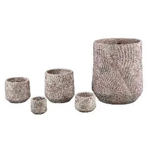 Diesel Grey round cement pot wavy lines rough XS - i Giardini di Giulia 