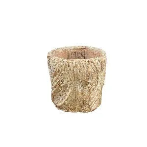 Alexio Cream round cement pot wavy lines low XS