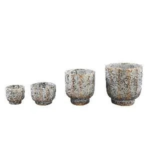 Akil Grey round cement pot rough finish XS - i Giardini di Giulia 