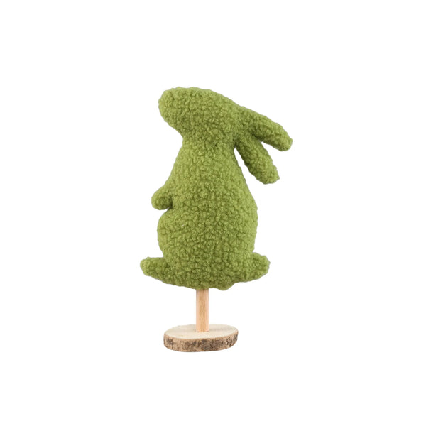 Cree Green boucle rabbit on wooden base L