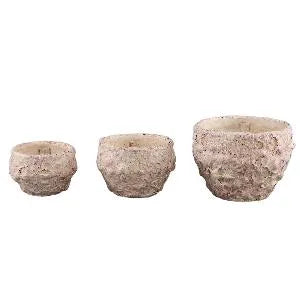 Romas Light Pink round cement pot rough low S
