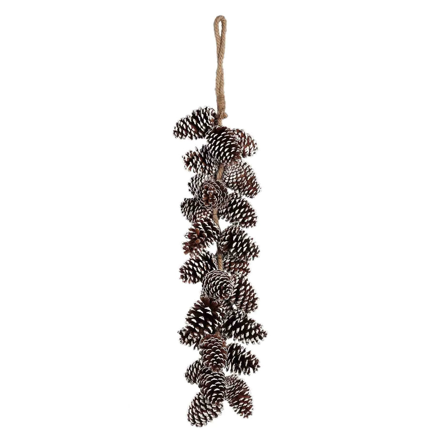 Phine Brown hanging pinecones with snow L - i Giardini di Giulia 