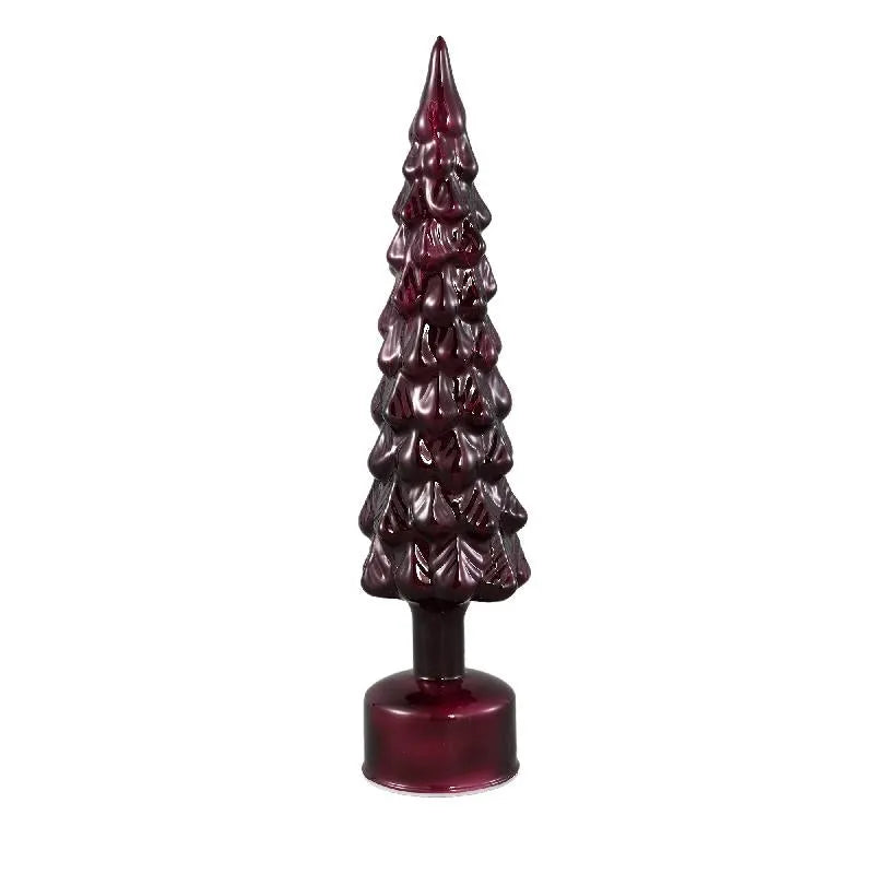 Carolle Burgundy glass moving tree statue LED A