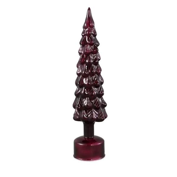 Carolle Burgundy glass moving tree statue LED A