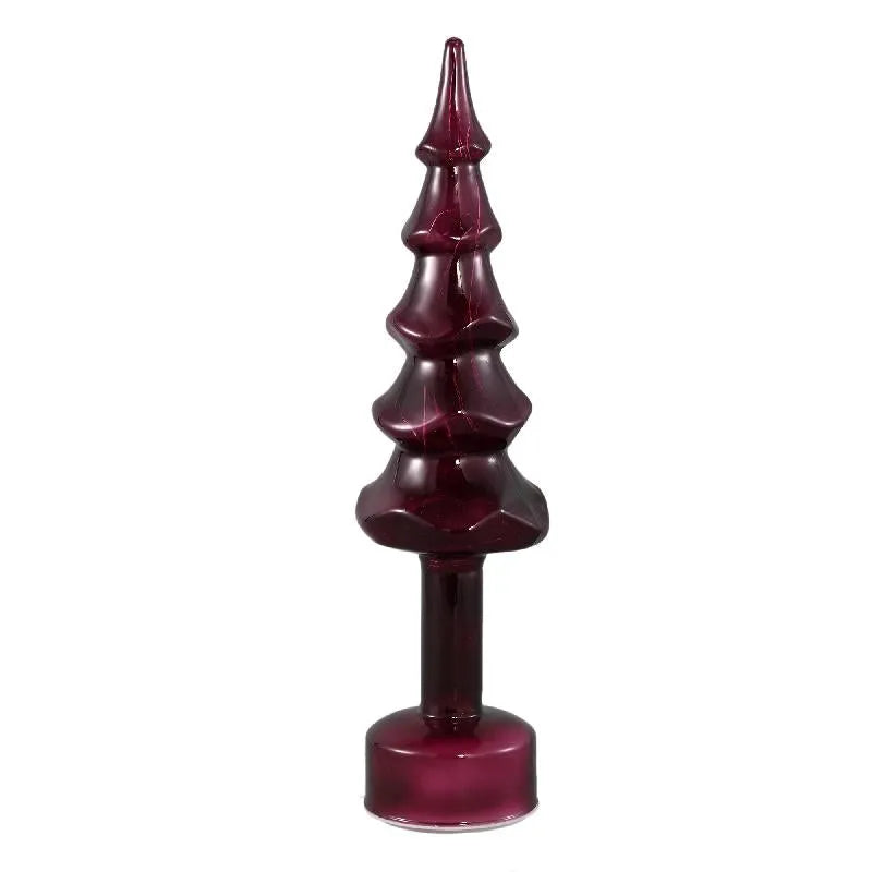 Carolle Burgundy glass moving tree statue LED B