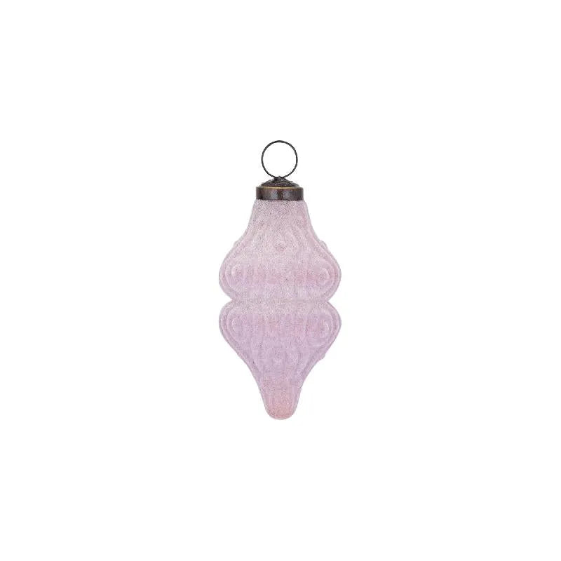 Jeyden Pink glass ornament hanger flocking S
