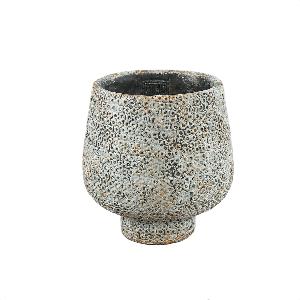 Laim Grey cement round pot dots pattern on base M