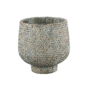 Laim Grey cement round pot dots pattern on base XL