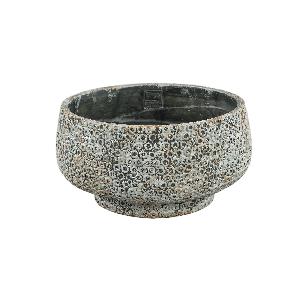 Laim Grey cement round bowl dots pattern L