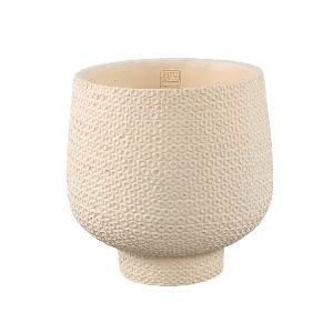 Laim Cream cement round pot dots pattern on baseXL