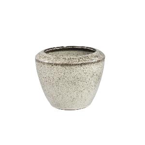 Kyleigh Beige round ceramic pot smooth low S