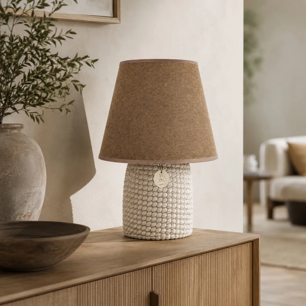 Lume Artigianale Fira Piccolo con paralume in tessuto