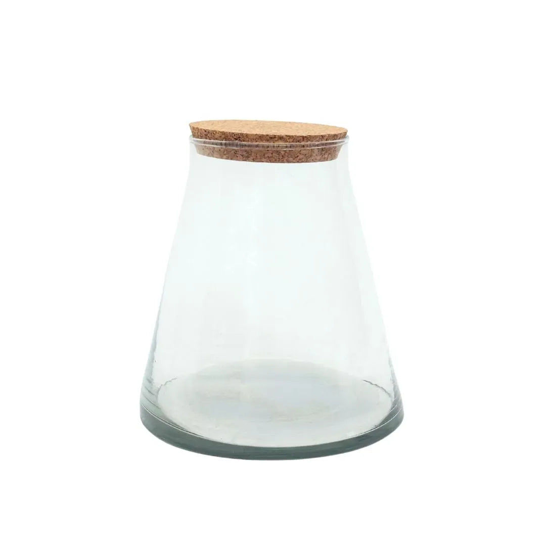 Vaso trasparente in vetro soffiato con tappo in sughero naturale
