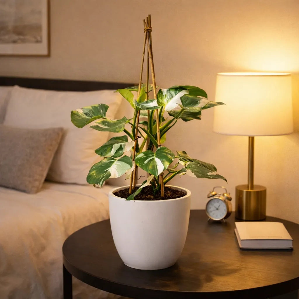 Philodendron White - vista ravvicinata del fusto e delle foglie
