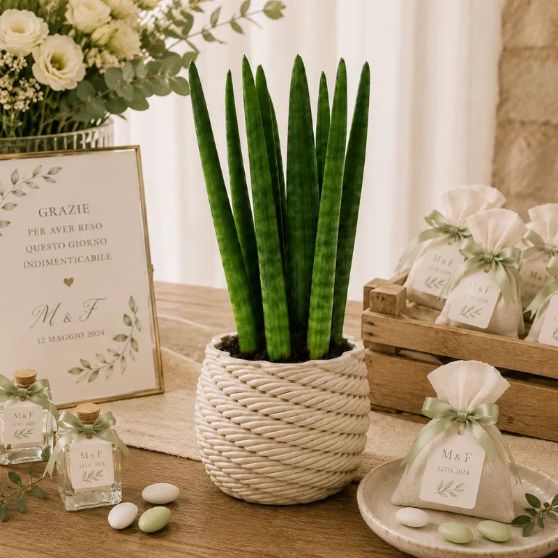 Sansevieria cylindrica en pot de céramique artisanale Carina D.10 cm