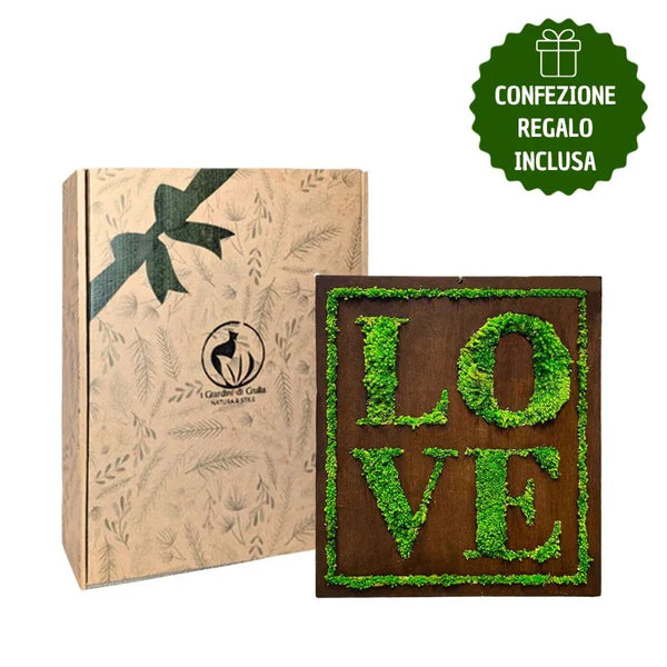 Quadro muschio stabilizzato "Love" con scatola regalo