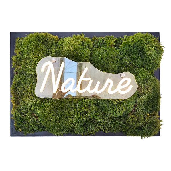 Quadro Rettangolare di Muschio Stabilizzato con Luce LED "Nature" – 50x35 cm