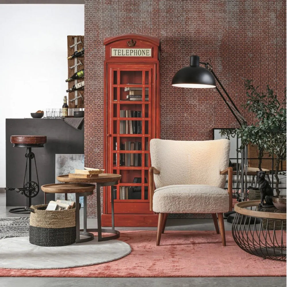Vista frontale del tappeto Belize corallo con frange decorative