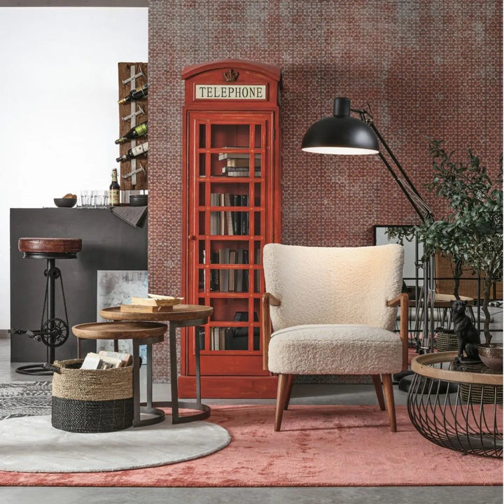 Vista frontale del tappeto Belize corallo con frange decorative