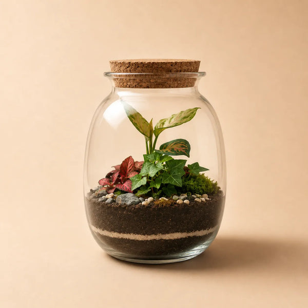 Terrarium Carlotte con piante verdi