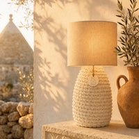 Llum de fira gran amb paraigua de juta natural — vista 1
