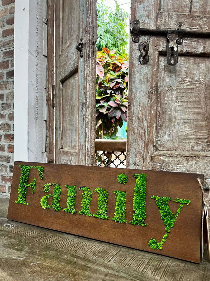 Quadro muschio stabilizzato FAMILY - ambientato in soggiorno moderno