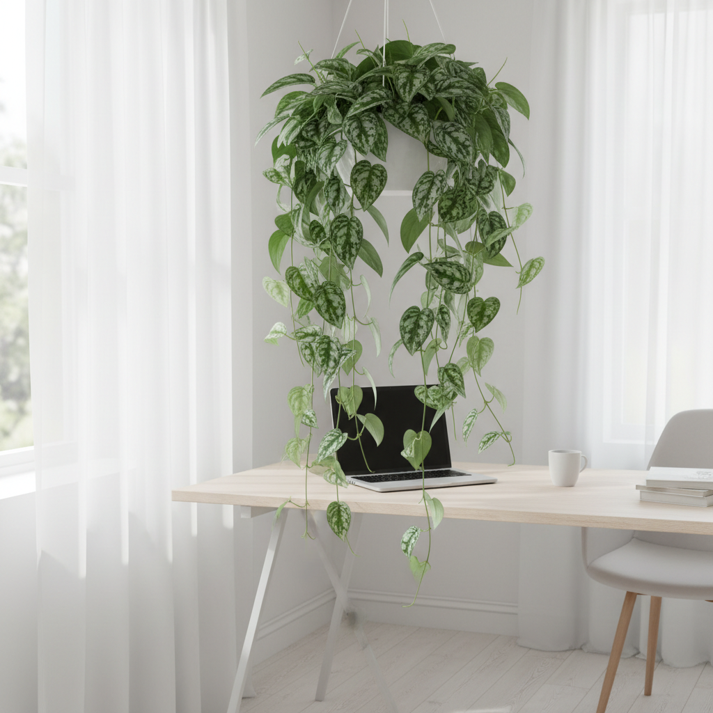 Scindapsus Pictus Trebie - pianta decorativa in ufficio moderno