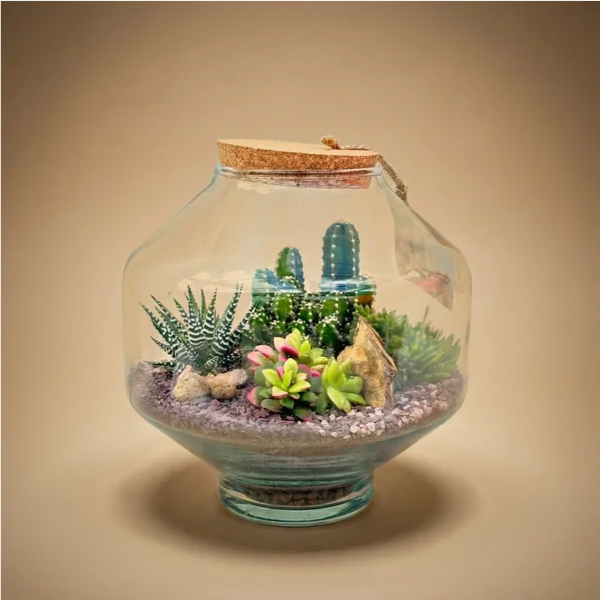 Terrarium Elia con piante grasse